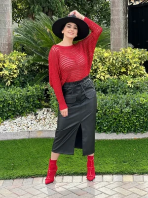 Black Leather Cargo Skirts