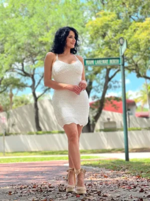 Teddy Crochet Mini Dress