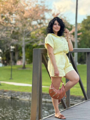 Bee Yellow Linen Romper